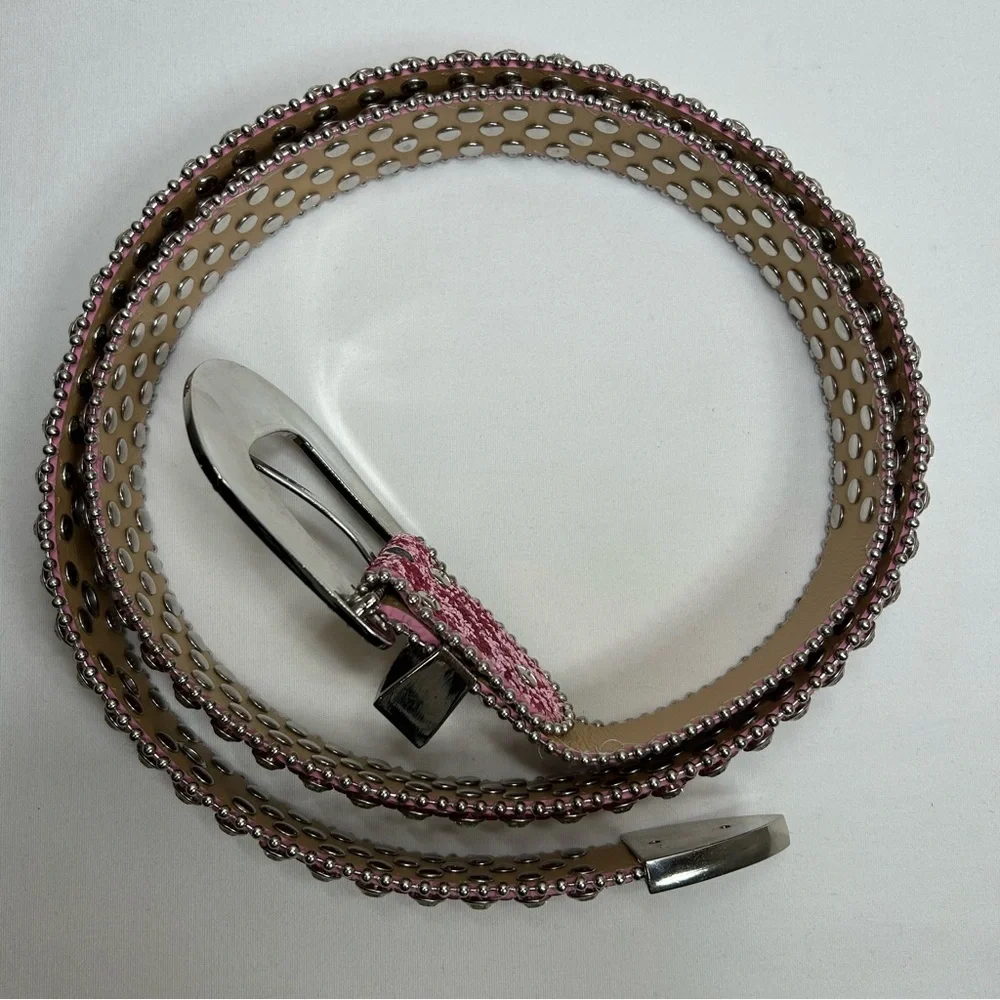 Pink Silver Western Rhinestone Glitter Cowgirl Rodeo Party Bling Sparkly Belt